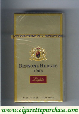 Benson and Hedges 100s Lights cigarettes hard box